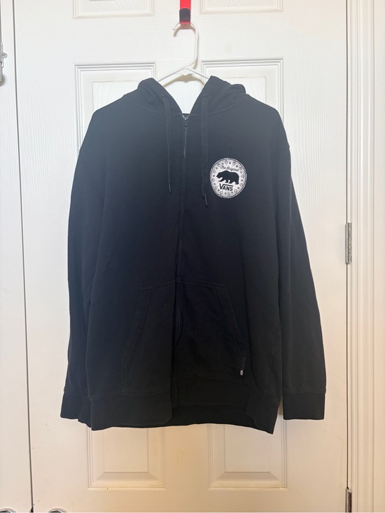 Vans Other - Vans Black Zip-Up Hooded Jacket with Logo Patch